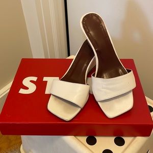 Staud white wedge slide sandal